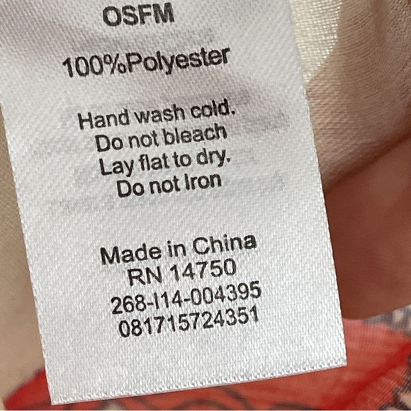 Vintage rn14750 Infinity Scarf with tassel fringe cream/red/blue - Picture 3 of 3